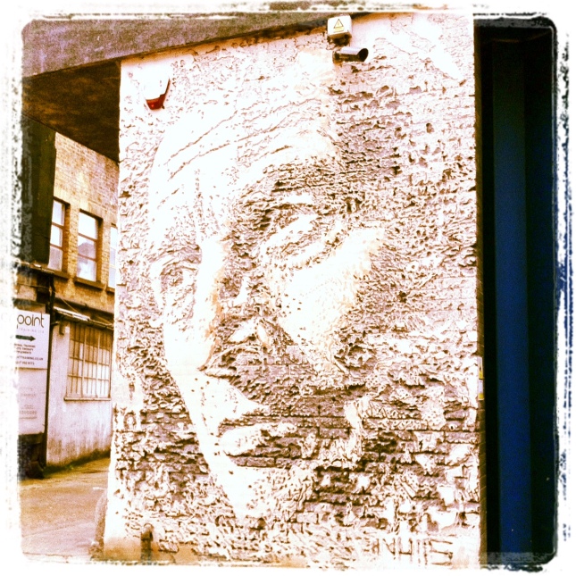 Piece by Vhils in Hewett Street, London